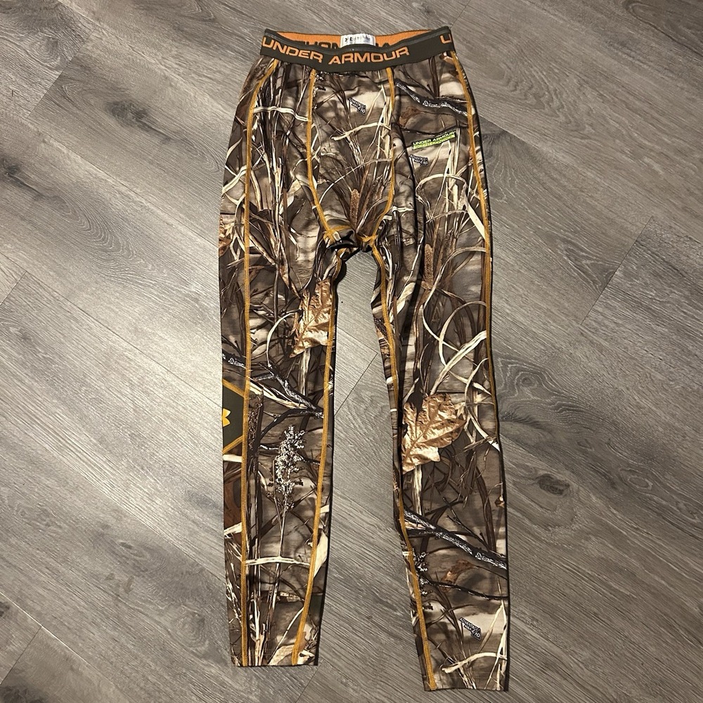 Under Armour Cold Gear Youth M Leggings Base Layer Mossy Oak Camouflage Hunting - Picture 1 of 7
